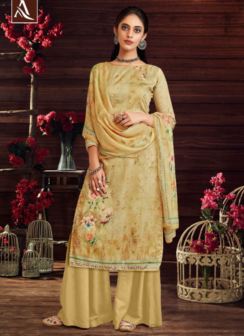 Aavika Jam Cotton Sequence Embroidery Work With Digital Print Designer Plazzo Suit Collection 502-001-008